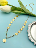 Collar con colgante chapado en oro esmaltado de acero inoxidable con flor de estilo Simple y lindo de princesa