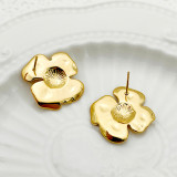 Pendientes chapados en oro de acero inoxidable con diseño de girasol dulce, informales, elegantes, 1 pieza