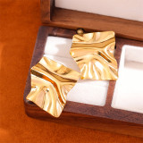 1 par de pendientes chapados en oro de 18 quilates de acero inoxidable con revestimiento cuadrado Irregular de estilo Simple Retro
