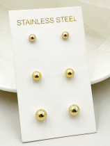 1 Juego de pendientes chapados en oro de circonita, perlas artificiales de acero inoxidable con incrustaciones de esmalte redondo dulce de estilo francés