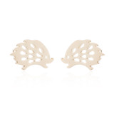 Pendientes huecos chapados en acero inoxidable, mariposa, erizo, árbol de coco, estilo Simple, 1 par
