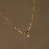 Anillo de cadena de moda simple Collar de oro de 18 quilates chapado en acero de titanio