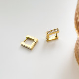 1 par de pendientes de diamantes de imitación con incrustaciones de acero de titanio geométricos de estilo simple