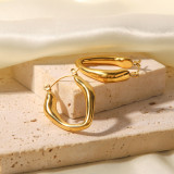 Pendientes geométricos de acero inoxidable chapado en oro de estilo simple 1 par