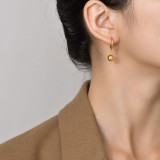 1 par de pendientes colgantes chapados en acero inoxidable de color sólido con bola de moda
