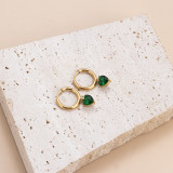 1 par de pendientes elegantes de circonita con incrustaciones de acero inoxidable rectangulares con forma de corazón y borlas para mujer