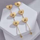 1 par de pendientes colgantes chapados en oro de 14 quilates de acero inoxidable con forma de corazón, elegantes y sencillos