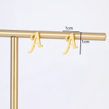 Pendientes huecos chapados en acero inoxidable con mano de Fátima y letras de tortuga a la moda, 1 par