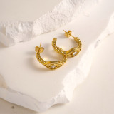 1 par de pendientes chapados en oro de circón de acero inoxidable con incrustaciones de Color sólido de estilo moderno de vacaciones