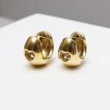 1 par de pendientes de acero inoxidable chapados en forma de corazón geométrico de estilo simple