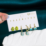 1 Juego de pendientes de circonita con incrustaciones de cobre ovalados cuadrados de moda Yakemiyou