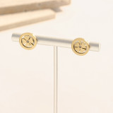 1 par de pendientes de diamantes de imitación con incrustaciones de acero inoxidable con forma de trébol de cuatro hojas de estilo Simple