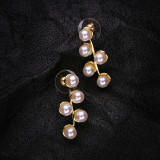 1 pieza estilo IG elegante Color sólido chapado incrustación acero inoxidable titanio acero perlas artificiales pendientes