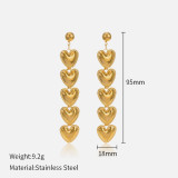 Pendientes colgantes chapados en acero inoxidable con forma de corazón, 1 par