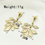 1 par de pendientes colgantes de acero inoxidable con forma de hoja de señora