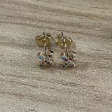 Pendientes chapados en oro de 14K con incrustaciones de cobre y circonita, elegantes y lujosos, estilo clásico, con letras asimétricas, 1 par