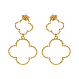 1 par de pendientes colgantes chapados en oro de 18 quilates de acero inoxidable con revestimiento de trébol de cuatro hojas estilo francés de vacaciones estilo IG