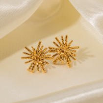 1 par de pendientes chapados en oro de 18 quilates de acero inoxidable con revestimiento de flores de estilo Simple estilo IG