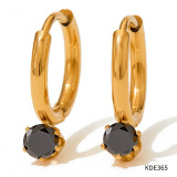 1 par de aretes de circón con incrustaciones de acero inoxidable redondos de estilo simple