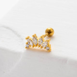 Pendientes de cartílago chapados en oro de 18K con incrustaciones de mariposa y flor de pentagrama de estilo Simple y dulce, 1 unidad