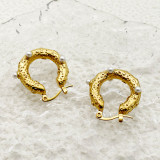 1 par de aretes chapados en oro con perlas de acero inoxidable con incrustaciones de color sólido retro