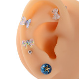 Estilo Simple Nudo De Lazo De Luna Acero Inoxidable Incrustación De Plástico Pendientes De Diamante Artificial 1 Pieza