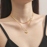 Collar chapado en oro de pulido de acero Titanium elegante de la forma del corazón 18K