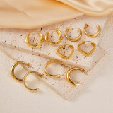 1 par de pendientes chapados en oro de acero inoxidable chapado en forma de C estilo Simple de vacaciones