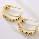 1 par de pendientes básicos de acero inoxidable de color sólido retro para viajes diarios