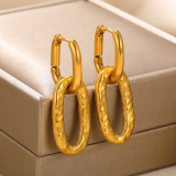 1 par de pendientes chapados en oro de 18 quilates de acero inoxidable chapado asimétrico de Color sólido estilo Simple estilo vintage
