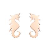 Pendientes de acero inoxidable con forma de hipocampo para mujer, aretes sin incrustaciones, de acero inoxidable