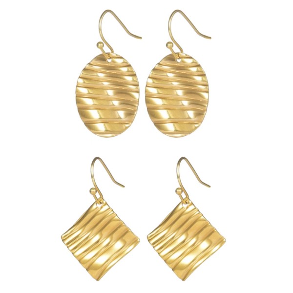 Pendientes colgantes chapados en acero inoxidable, ovalados, cuadrados, estilo informal, 1 par