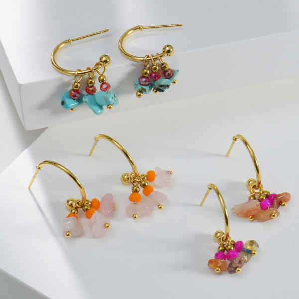 Pendientes geométricos de acero inoxidable de moda Pendientes de acero inoxidable chapados