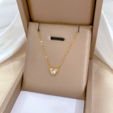 Collar con colgante de piedras preciosas artificiales con incrustaciones de acero de titanio en forma de corazón para mujer