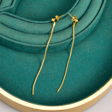 Pendientes colgantes chapados en oro de acero titanio con borlas de estilo simple 1 par