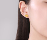 1 par de pendientes de acero de titanio chapados en forma de corazón de viaje de estilo Simple