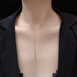 Moda Digital Collar en forma de Y Borla en forma de Y Collar corto Collar de clavícula Collar de acero de titanio Joyería al por mayor