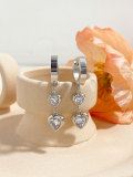 1 par de pendientes colgantes de circonita de acero inoxidable con incrustaciones de forma de corazón geométrico de estilo coreano