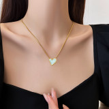 Collar con colgante chapado en acero de titanio, forma de corazón, 1 pieza