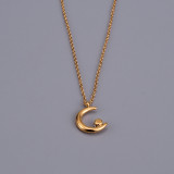 Collar chapado en oro de 18 quilates con incrustaciones de acero de titanio con forma de corazón de estilo simple de IG