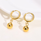 1 par de pendientes colgantes chapados en acero inoxidable de color sólido con bola de moda