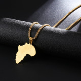 Collar con colgante de acero inoxidable con mapa de streetwear
