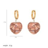 1 par de pendientes de gota chapados en oro de 18K con incrustaciones de acero inoxidable y piedra Natural clásica elegante e informal