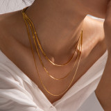 Collar chapado en oro de 18 quilates de acero inoxidable con revestimiento de acero inoxidable de color sólido estilo IG