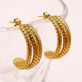 1 par de pendientes chapados en oro de acero inoxidable con forma de C y estilo Simple