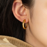 1 par de pendientes de acero inoxidable chapados en forma de C estilo romano estilo moderno Retro