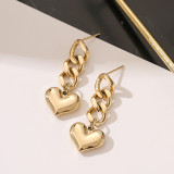 Pendientes colgantes de acero de titanio con forma de corazón a la moda, pendientes de acero inoxidable chapados, 1 par