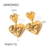 1 par de pendientes colgantes chapados en oro de 18 quilates de acero inoxidable con forma de corazón estilo IG