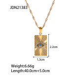 Collar con colgante chapado en oro de 18 quilates con incrustaciones de acero inoxidable y ojo del diablo pentagrama triangular estilo IG