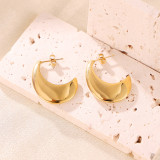1 par de aretes chapados en oro de 18 quilates de acero inoxidable con revestimiento de luna estilo simple estilo clásico